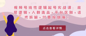 視頻號線性邏輯起號實戰(zhàn)課：底層邏輯+人群選品+平臺區(qū)別+話術拆解+付費投放等插圖