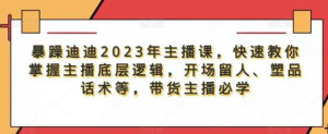 暴躁迪迪2023年主播課，快速教你掌握主播底層邏輯，開場留人塑品話術等，帶貨主播必學百度網(wǎng)盤插圖