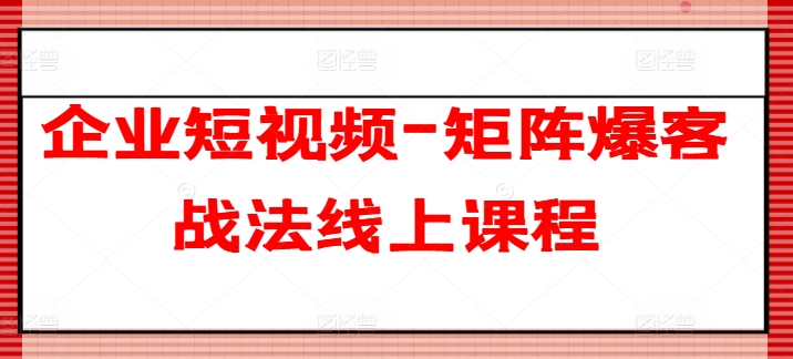 企業(yè)短視頻-矩陣爆客戰(zhàn)法線(xiàn)上課程插圖