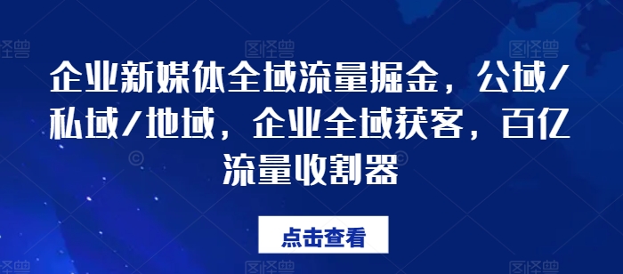 企業(yè)新媒體全域流量掘金，公域/私域/地域，企業(yè)全域獲客，百億流量收割器插圖