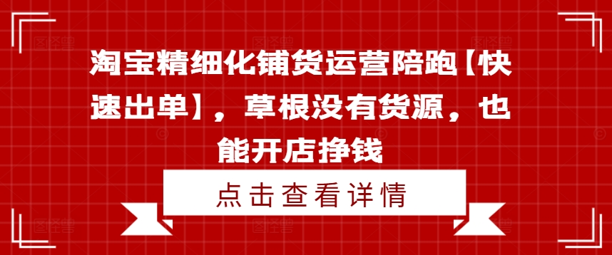 淘寶精細(xì)化鋪貨運(yùn)營陪跑【快速出單】，草根沒有貨源，也能開店掙錢插圖